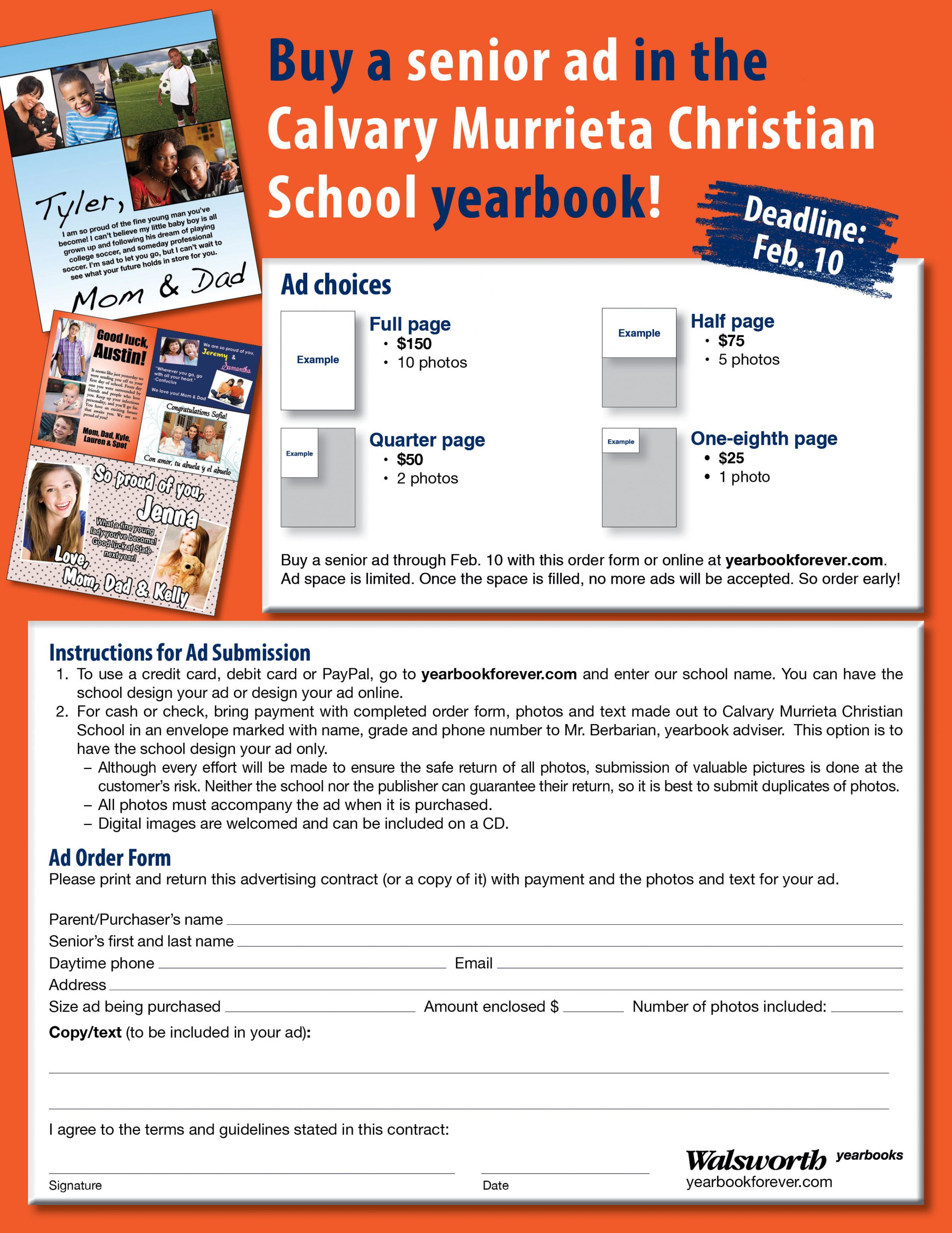 order customized marketing walsworth yearbook companies yearbook senior ads flyer