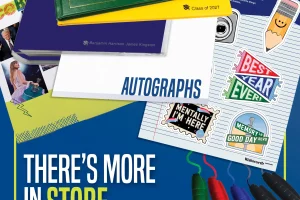 There's more options in store graphic with school supplies
