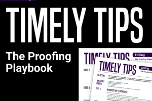 A graphic featuring a mockup of the yearbook proofing strategies lesson plan alongside the title, "The Proofing Playbook."